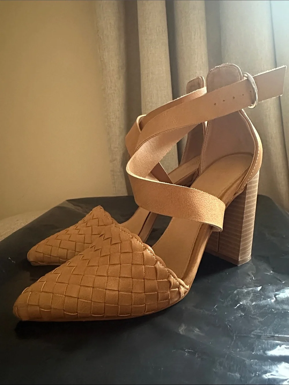 Bohme 3” heels, crisscross strap